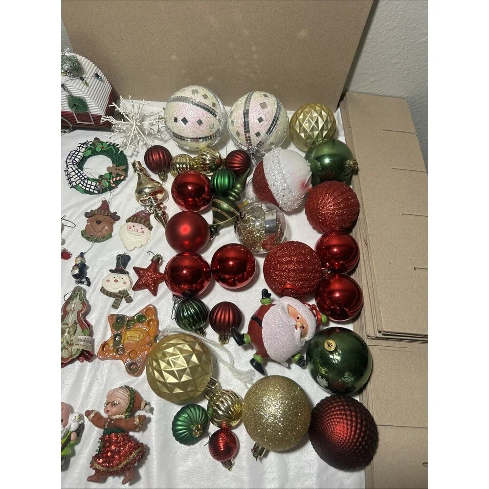Vintage Christmas Ornament Lot Mixed Tree Holiday Decor Gnomes Nativity